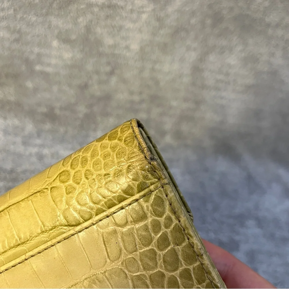 Lauren Ralph Lauren croc embossed wallet green yellow with insert